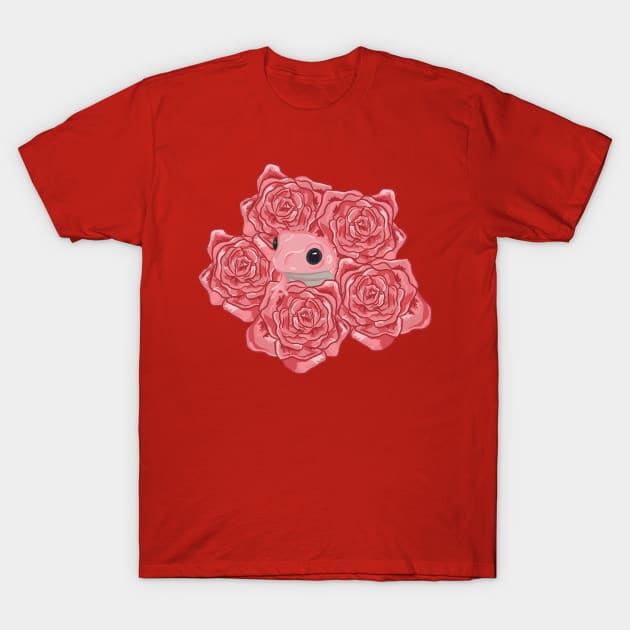 Frog in Bunch of Roses T-Shirt by RoserinArt